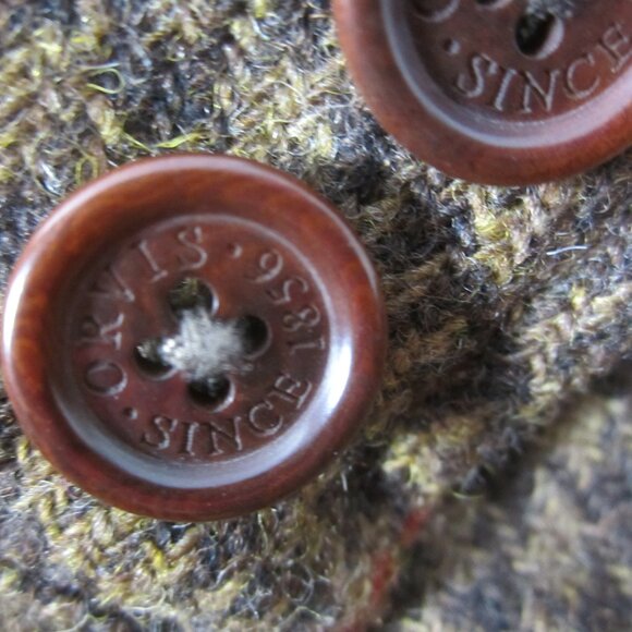 Orvis Mens Large Brown Houndstooth Plaid Wool Bomber Full Zip Jacket Pockets - Picture 10 of 16